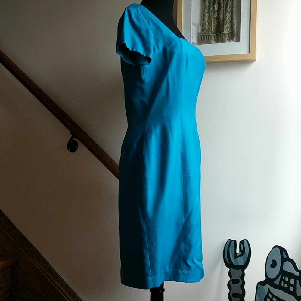 Gillian Turquoise Dress 100% Silk  Size 6 - Picture 2 of 5